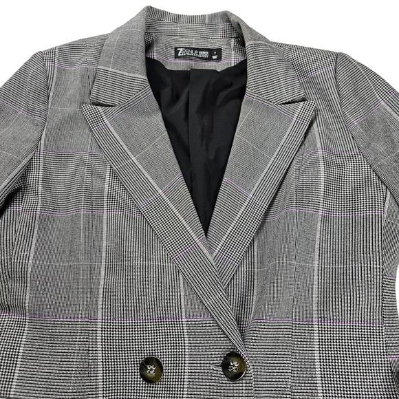 7th Avenue Design New York and Company Plaid Black White Blazer Women's Size 4 - Picture 8 of 16
